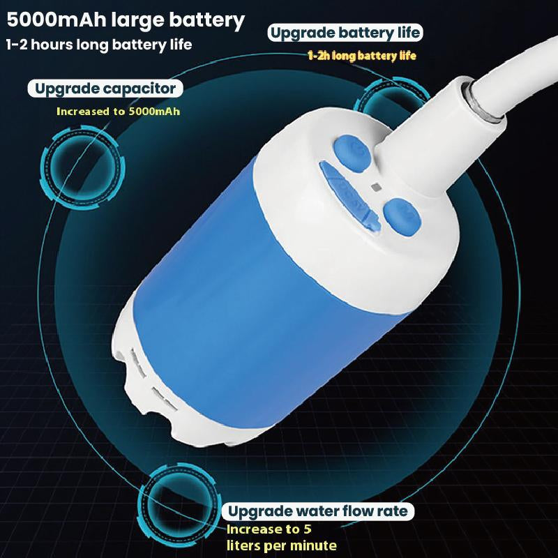 Portable Handheld Electric Shower – 5000Mah Rechargeable Outdoor Shower for Camping, Hiking, Pet Bath & Car Wash, Shower Head