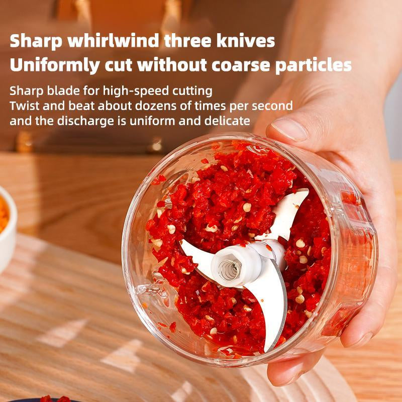 Electric Onion Chopper, 4 Sharp Blades,Portable Veggie Chopper, Garlic Grinder Masher, Blender to Vegetable, Cordless Food Processor for Ginger, Chili, Fruit, Meat, Spices, Beans, Etc