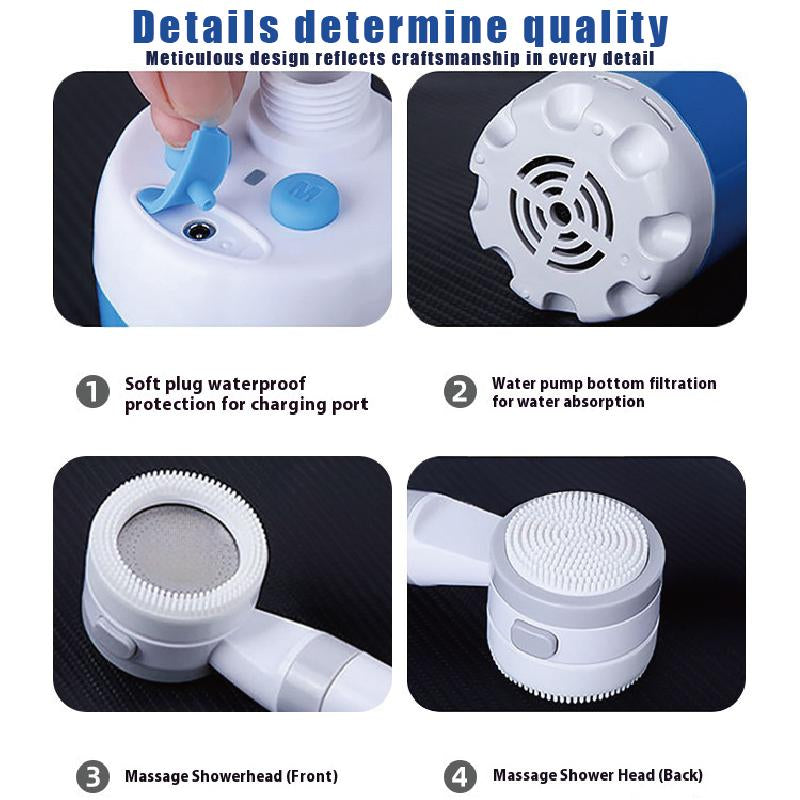 Portable Handheld Electric Shower – 5000Mah Rechargeable Outdoor Shower for Camping, Hiking, Pet Bath & Car Wash, Shower Head