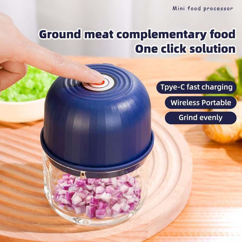 Electric Onion Chopper, 4 Sharp Blades,Portable Veggie Chopper, Garlic Grinder Masher, Blender to Vegetable, Cordless Food Processor for Ginger, Chili, Fruit, Meat, Spices, Beans, Etc