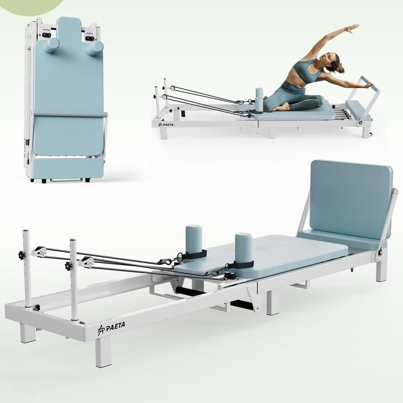 PAETA Foldable Pilates Reformer Machine with Music Wire Springs & Jump Board | Home Workout Equipment, Supports up to 400Lbs Outdoorfun
